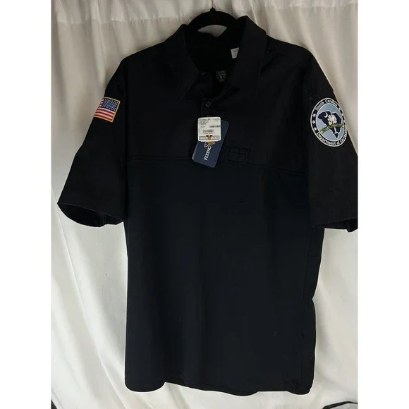 FLYING CROSS Mens Short-sleeve Shirt With Patch NAVY XL - Picture 5 of 12